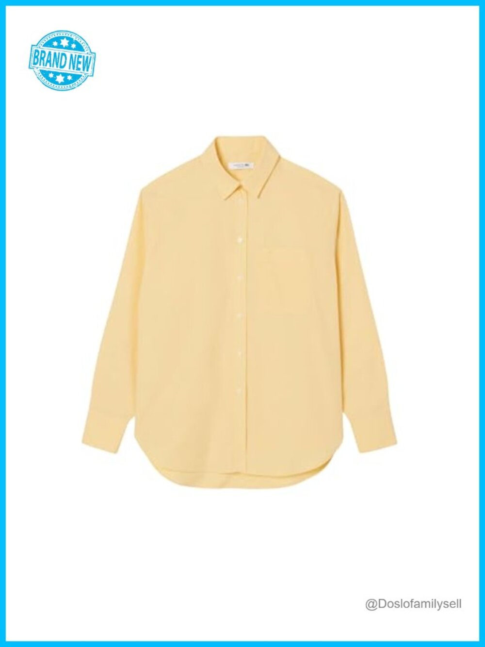Lacoste Oversized Cotton Poplin Button Down Shirt Long Sleeve